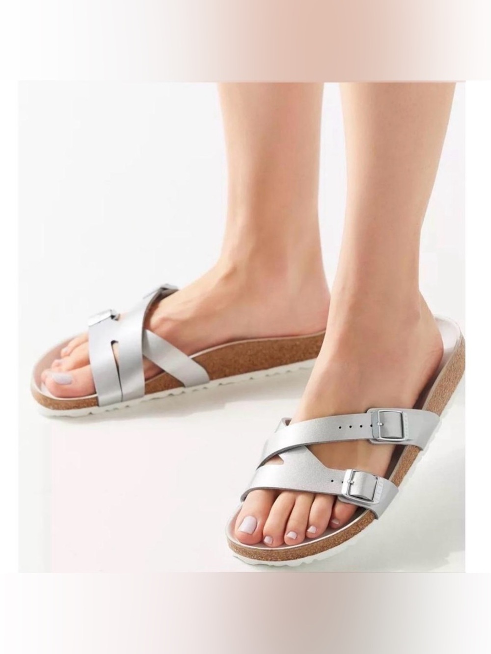 Birkenstock Yao Lux Silver Birko Flor Exquisite Narrow - US Sz 7- 38EU